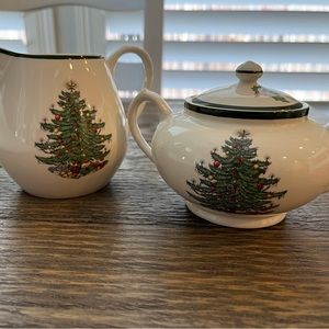 Vintage Cuthbertson Cream & Sugar Original Christmas Tree